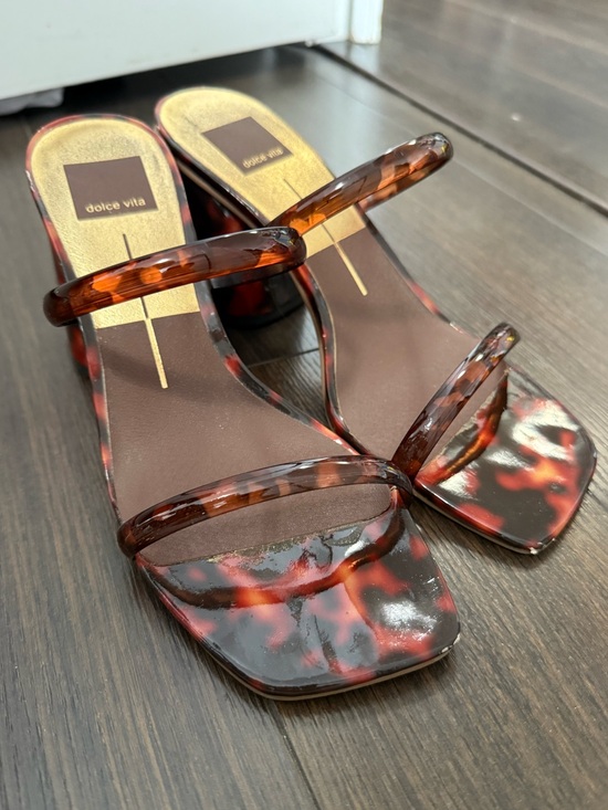 Dolce Vita Shoes - Dolce Vita Tortoiseshell Square-Toe Slide Heels in Brown and Black
